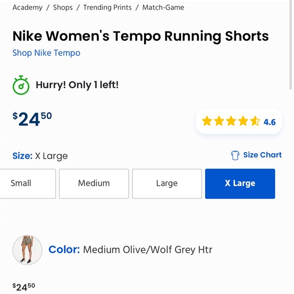 Womens Nike Tempo Athletic Shorts - XL - Picture 3 of 11